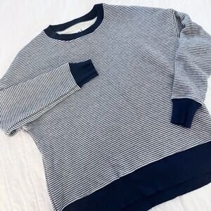 FRANK & EILEEN Ribbed Knit Pullover Sweatshirt XS‎ White Navy Striped NWOT